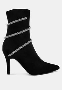 Roda Rhinestone Wrap-Around Stiletto Boots.