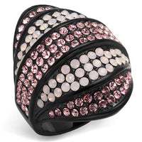 IP Black(Ion Plating) Stainless Steel Ring With Top Grade Crystal in Multi Color