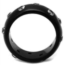 TK2196 IP Black(Ion Plating) Stainless Steel Ring With AAA Grade CZ in Clear.