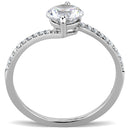 DA013 High Polished (No Plating) Stainless Steel Ring With AAA Grade CZ in Clear