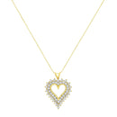 14K Yellow Gold .925 Sterling Silver 4 Cttw Round-Cut Diamond Cluster Heart Pendant Necklace (K-L Color, I1-I2 Clarity).