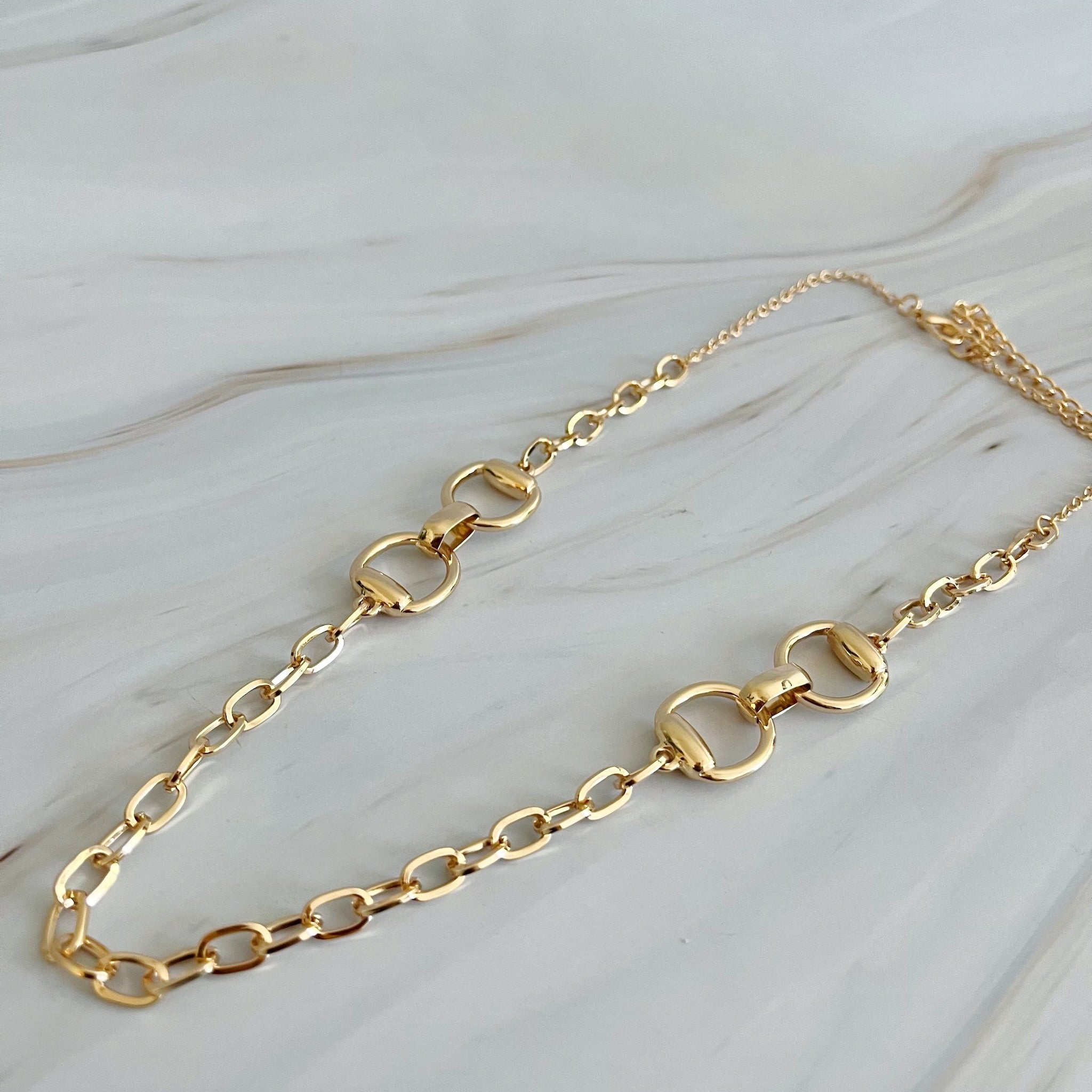 Double Equestrian Chain Necklace.