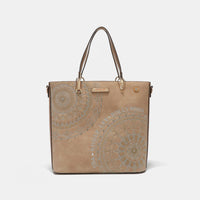 Nicole Lee USA Metallic Stitching Embroidery Inlaid Rhinestone Tote Bag.