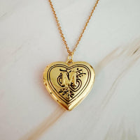 Nostalgic Heart Initial Open Locket Necklace.