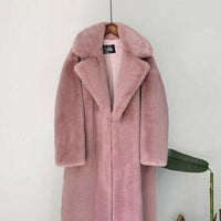 Female Winter Plush Thick Warm Loose Women Faux Rabbit Fur Coat.