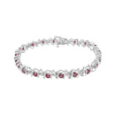 .925 Sterling Silver Lab-Grown Birthstone and 1/6 Cttw Round Diamond Tennis Bracelet (H-I Color, I1-I2 Clarity)