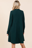 Mittoshop Mock Neck Long Sleeve Dress with Pockets.