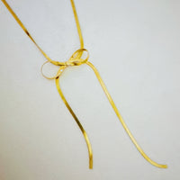 Long Drop Herringbone Bow Necklace.