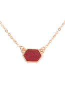 Druzy Hexagon  Necklaces With Stud Earrings