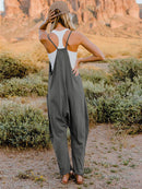 Double Take Full Size Sleeveless V-Neck Pocketed Jumpsuit.