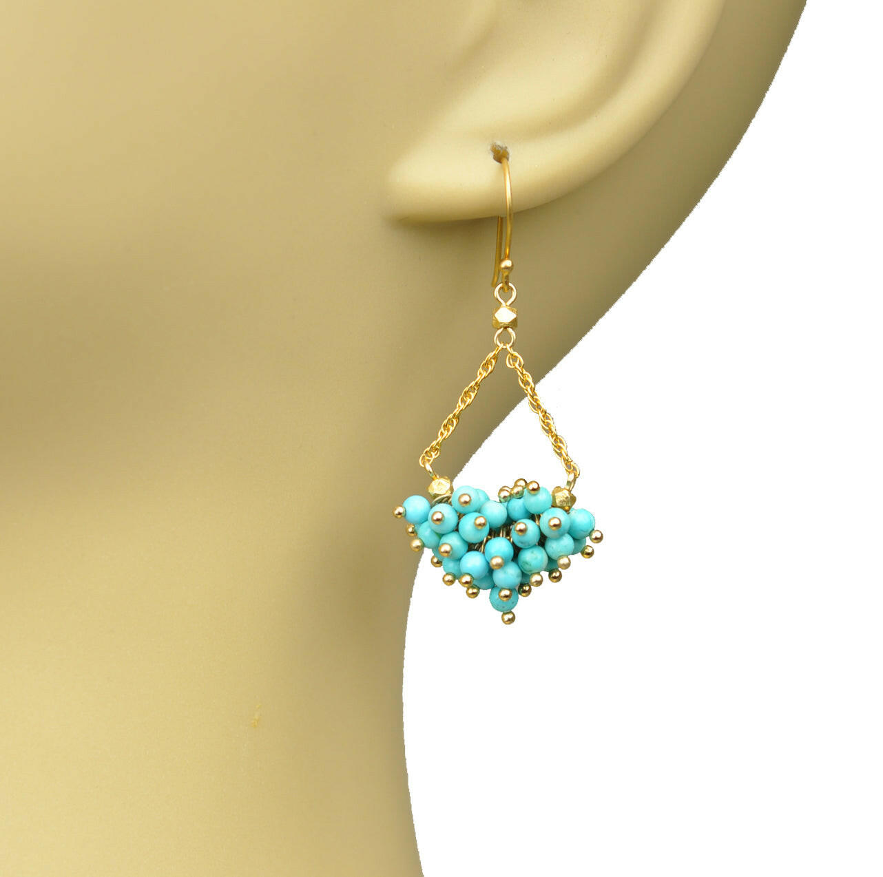 Turquoise Cluster Chandelier Earrings.