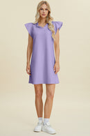 Double Take Full Size Ruffled V-Neck Cap Sleeve Dress.