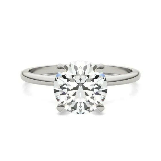 2 CTW Round Lab Grown Diamond Solitaire Engagement Ring 14K White Gold (G-Vs).