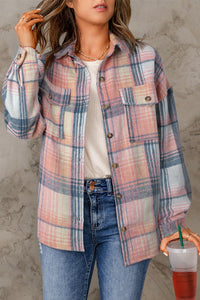 Addison Plaid Flap Pockets Shacket.