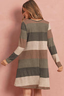 Long Sleeved Rib Stripe Pocket Dress.