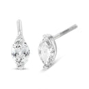 14K White Gold 1/2 Cttw 2 Prong Set Marquise Solitaire Lab Grown Diamond Stud Earrings (F-G Color, VS2-SI1 Clarity).