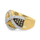 14K Yellow Gold 3/4 Cttw Champagne, Yellow and Round-Cut Diamond Ring (I-J Color, I2-I3 Clarity).