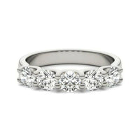 AGI Certified 1 1/4 CTW Round Lab Grown Diamond (G/Vs) Five Stone Anniversary Band in 14K White Gold.