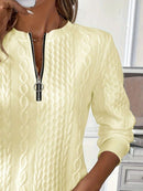 Texture Half Zip Long Sleeve Sweatshirt.