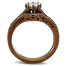 TK1330LC IP Coffee Light Stainless Steel Ring With AAA Grade CZ in Clear.