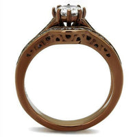 TK1330LC IP Coffee Light Stainless Steel Ring With AAA Grade CZ in Clear.