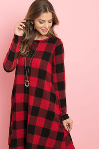 Long Sleeves Plaid Midi.