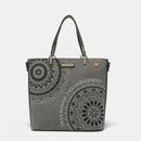 Nicole Lee USA Metallic Stitching Embroidery Inlaid Rhinestone Tote Bag.