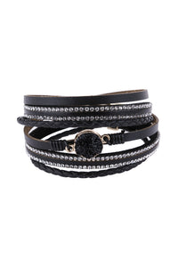 Rhinestone Encrusted Druzy Wrap Bracelet.