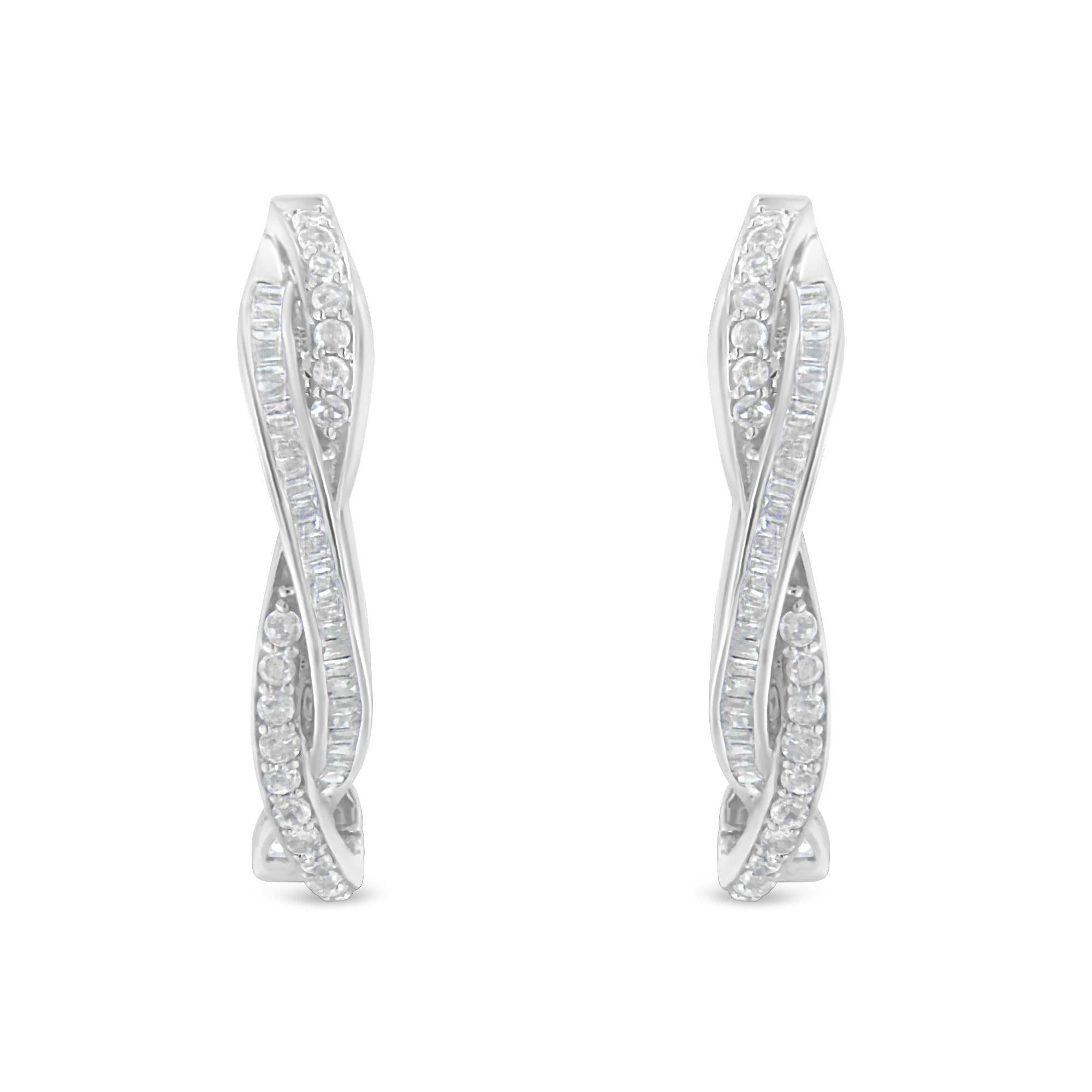 Sterling-Silver Diamond Hoop Earring (0.75 Cttw, I-J Color, I2-I3 Clarity).