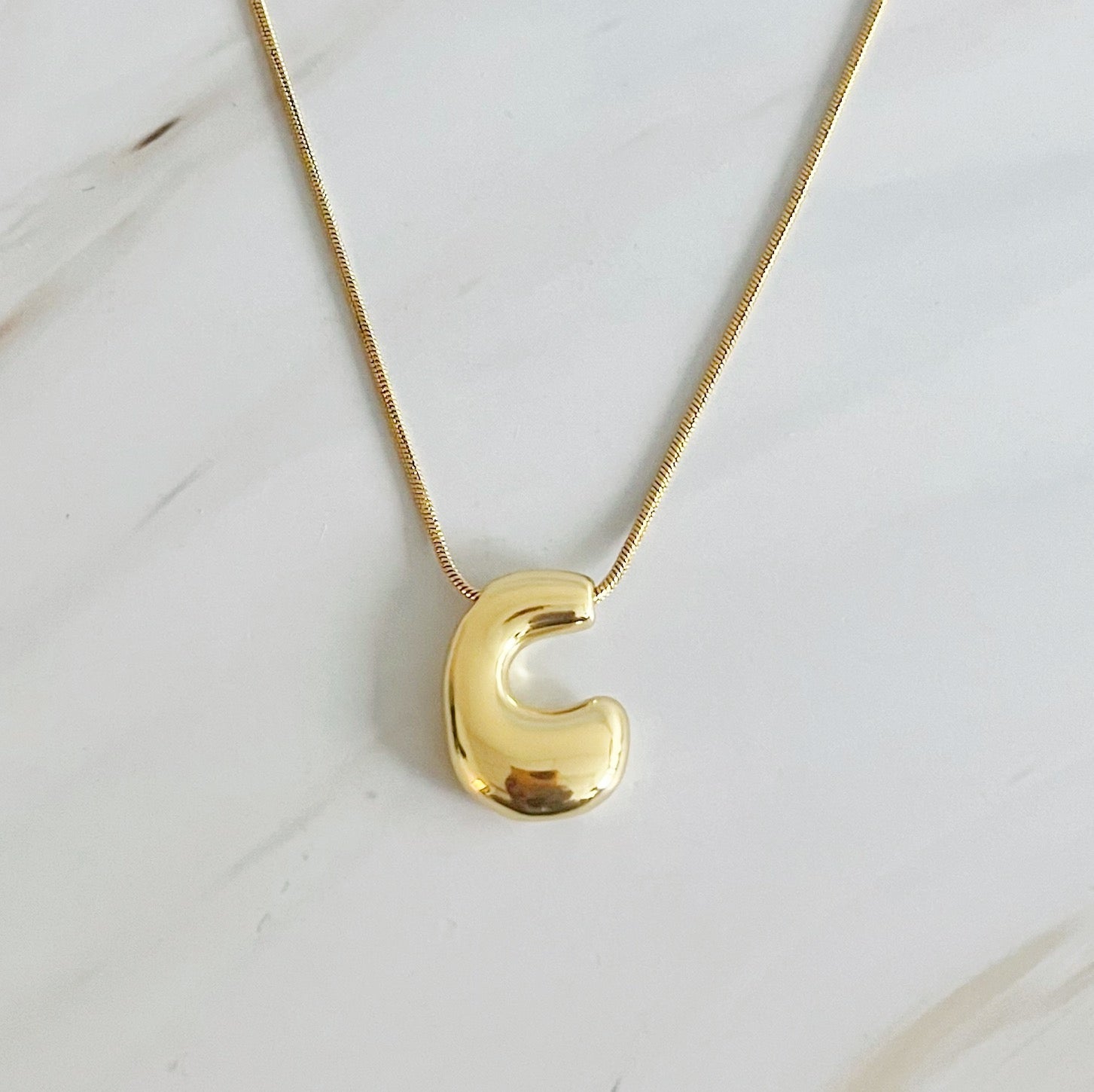 Balloon Letter Initial Necklace.