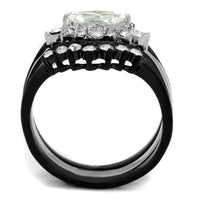 TK2188 Two-Tone IP Black Stainless Steel Ring With AAA Grade CZ in Clear.