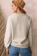 Amy Textured Raglan Sleeve Pullover Sweatshirt.