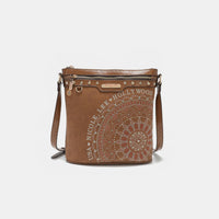 Nicole Lee USA Metallic Stitching Embroidery Inlaid Rhinestone Crossbody Bag.