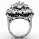 High Polished (No Plating) Stainless Steel Ring With AAA Grade CZ in Clear