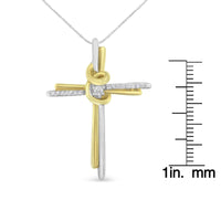 Espira 10K Two-Tone Yellow & White Gold Diamond-Accented Cross 18" Pendant Necklace (J-K Color, I2-I3 Clarity).