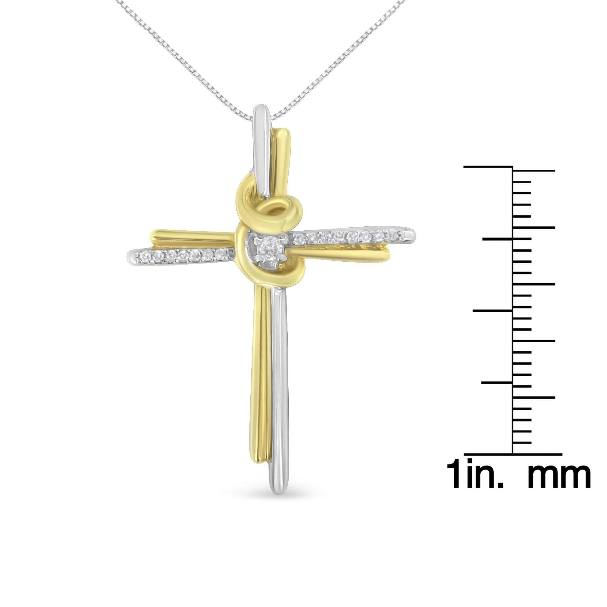 Espira 10K Two-Tone Yellow & White Gold Diamond-Accented Cross 18" Pendant Necklace (J-K Color, I2-I3 Clarity).