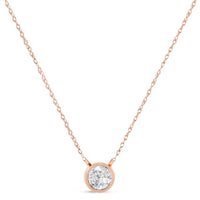 .925 Sterling Silver Round-Cut Diamond Bezel 18" Pendant Necklace (J-K Color, I1-I2 Clarity).