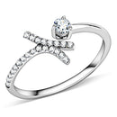 High Polished (No Plating) Stainless Steel Ring With AAA Grade CZ in Clear