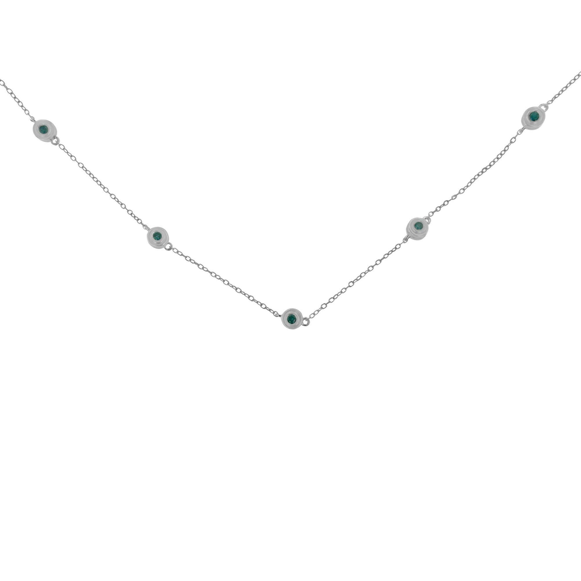 Sterling Silver Treated Diamond by Yard Necklace (3/4 Cttw, Blue Color, I2-I3 Clarity)