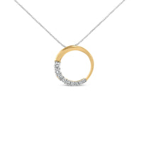 14K Gold 1/4 Cttw Round-Cut Graduating Diamond Open Circle Hoop 18" Pendant Necklace (J-K Color, I1-I2 Clarity).