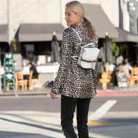 Ashley Small White Leather Backpack Purse.