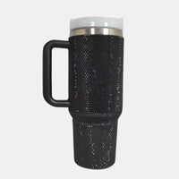 Rhinestone Stainless Steel Tumbler with Straw.