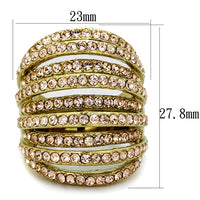 IP Gold(Ion Plating) Stainless Steel Ring With Top Grade Crystal in Light Peach