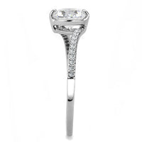 DA013 High Polished (No Plating) Stainless Steel Ring With AAA Grade CZ in Clear