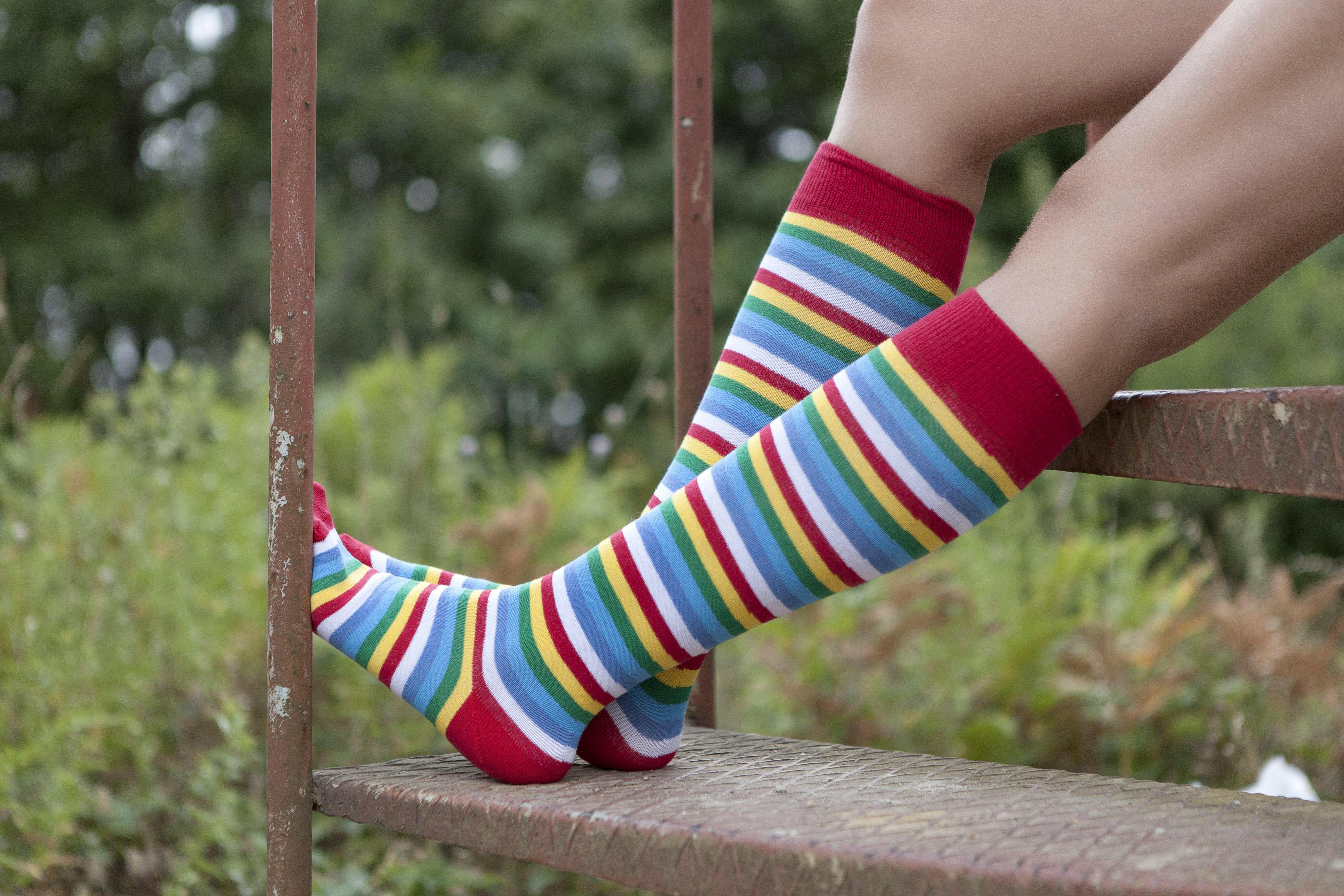 Women's Colorful Stripe Knee High Socks Set.