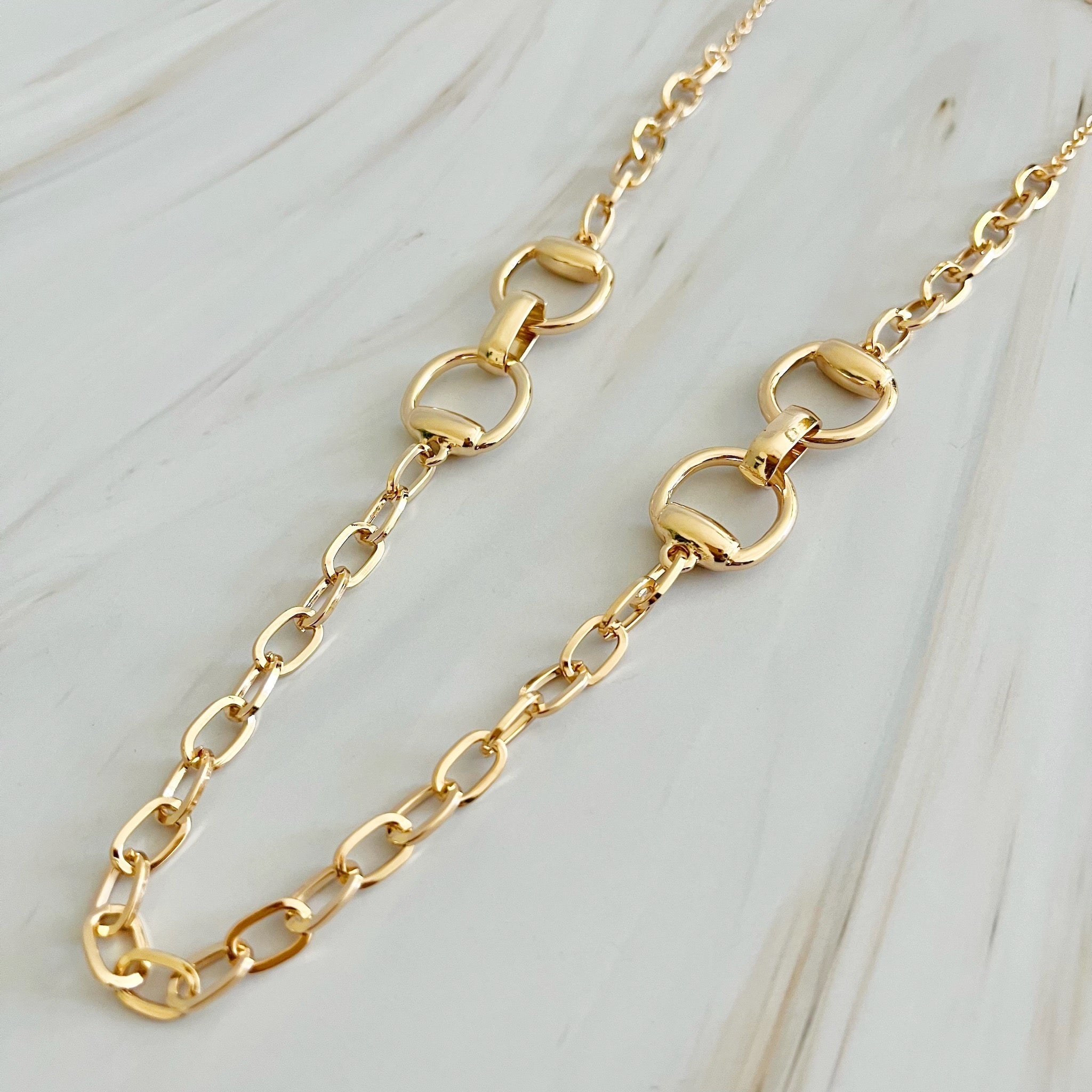 Double Equestrian Chain Necklace.