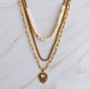 Resin Bead Golden Heart Layered Necklace.