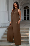 Double Take Full Size Tie Back Cutout Sleeveless Jumpsuit.