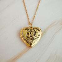 Nostalgic Heart Initial Open Locket Necklace.