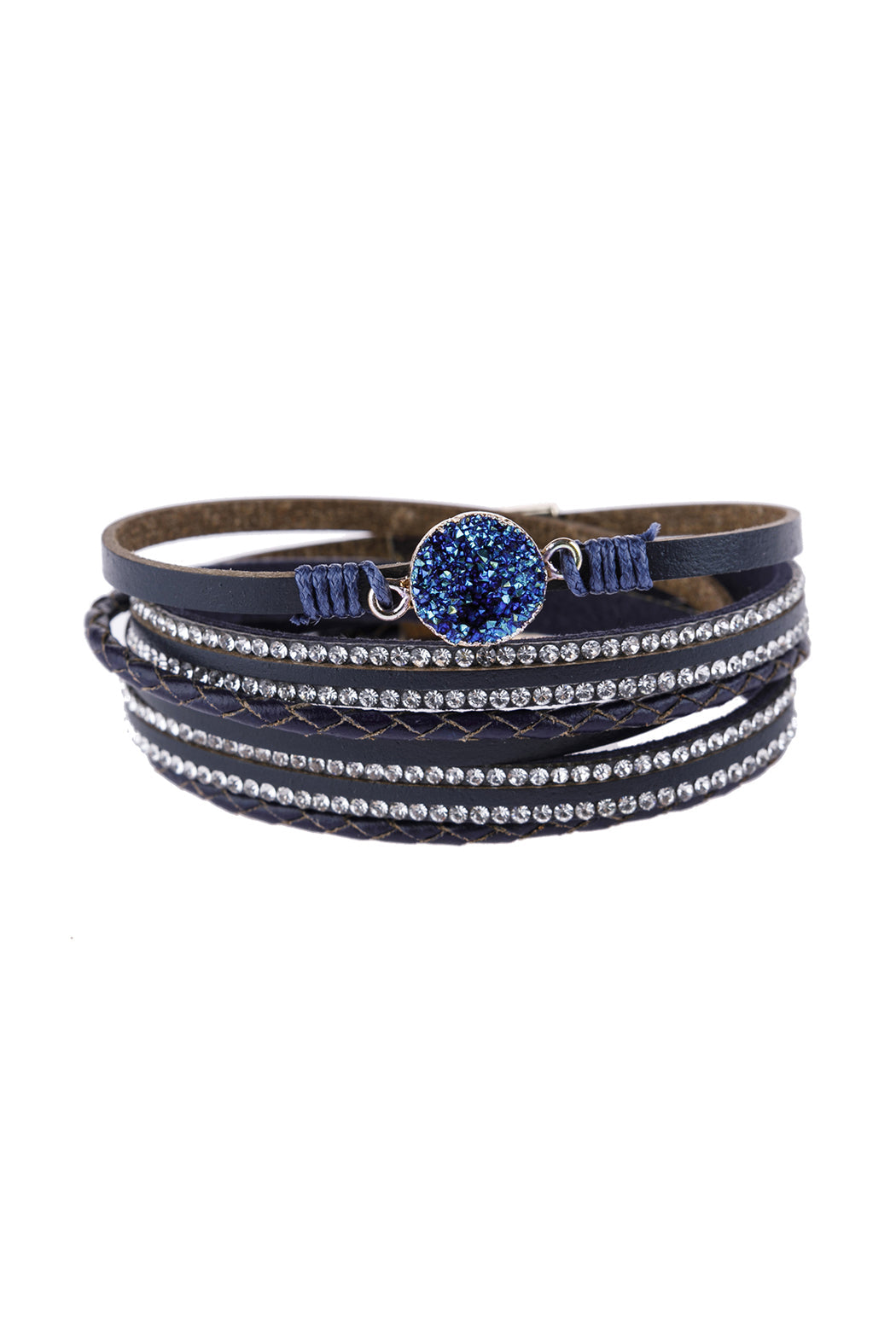 Rhinestone Encrusted Druzy Wrap Bracelet.